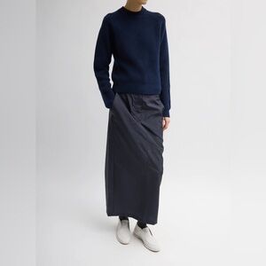Tibi crispy nylon maxi skirt in navy